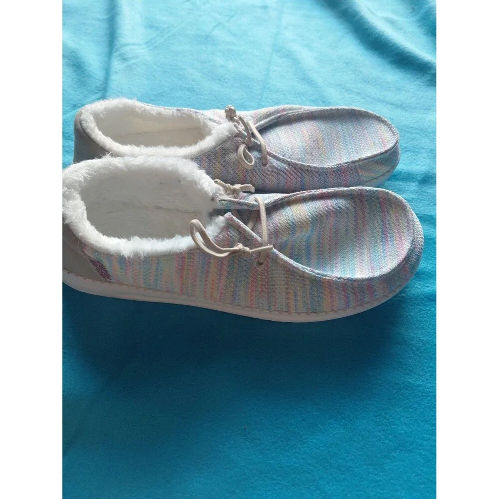 Shein Multicolor Slip On Boat Shoes With Fur Size Eu 39 Us8.5-9